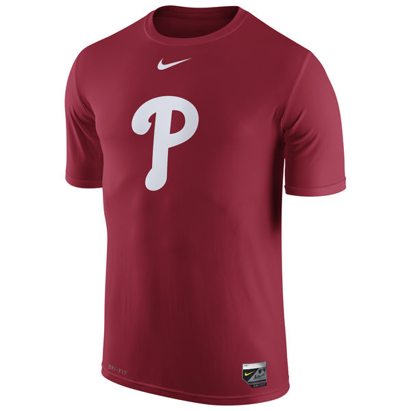 MLB Men Philadelphia Phillies Nike Authentic Collection Legend Logo 1.5 Performance TShirt  Red